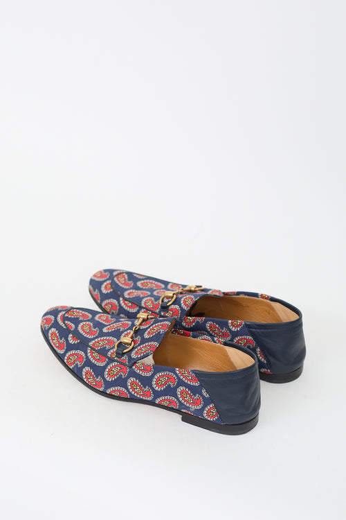 Gucci Blue & Red Paisley canvas Jordaan Loafer