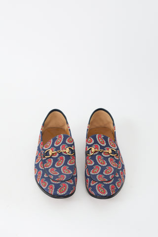 Gucci Blue & Red Paisley canvas Jordaan Loafer