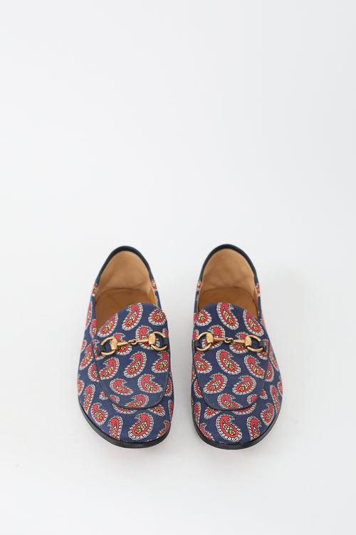 Gucci Blue & Red Paisley canvas Jordaan Loafer