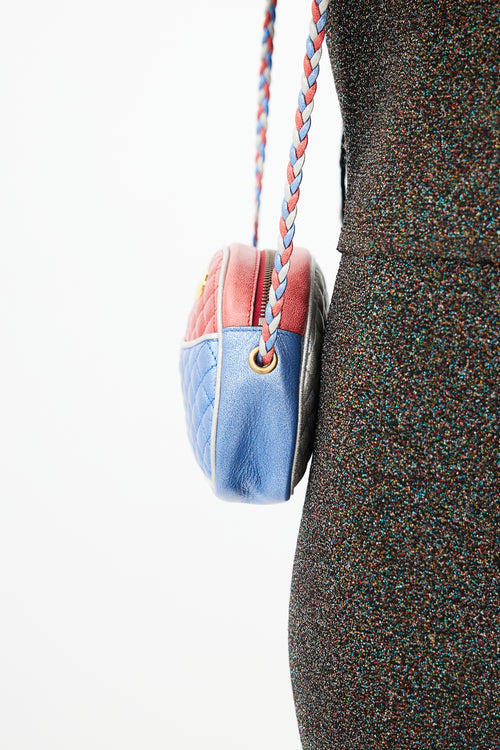 Gucci Blue & Red Trapuntata Metallic Bag