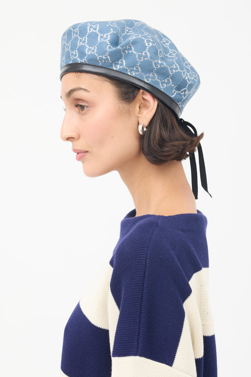 Gucci Blue Wool Lamé GG Beret