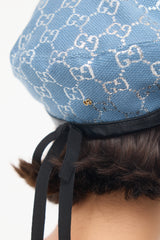 Gucci Blue Wool Lamé GG Beret