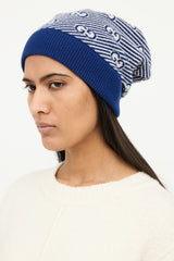 Gucci Blue & Cream GG Stripe Knit Toque