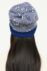 Gucci Blue & Cream GG Stripe Knit Toque