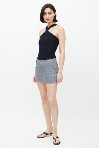 Gucci Blue & White Striped Mini Skirt