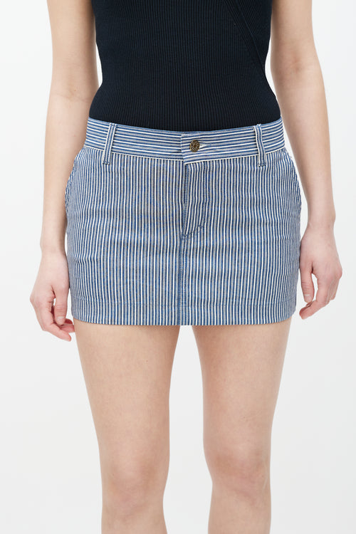 Gucci Blue & White Striped Mini Skirt