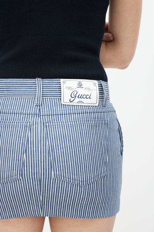 Gucci Blue & White Striped Mini Skirt