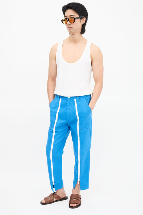 Gucci Blue Zippered Canvas Trouser