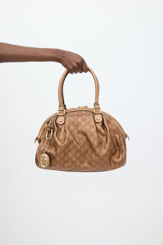 Gucci Bronze Leather Sukey Monogram Bag