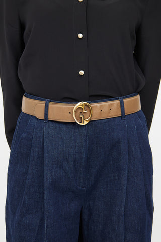 Gucci Brown Leather 1973 Buckle Belt