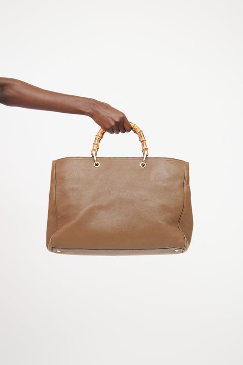 Gucci Brown Bamboo Shopper Tote Bag