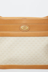 Gucci Brown & Beige Leather & GG Canvas Micro Crossbody Bag