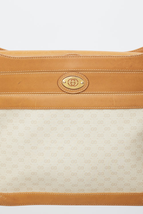 Gucci Brown & Beige Leather & GG Canvas Micro Crossbody Bag