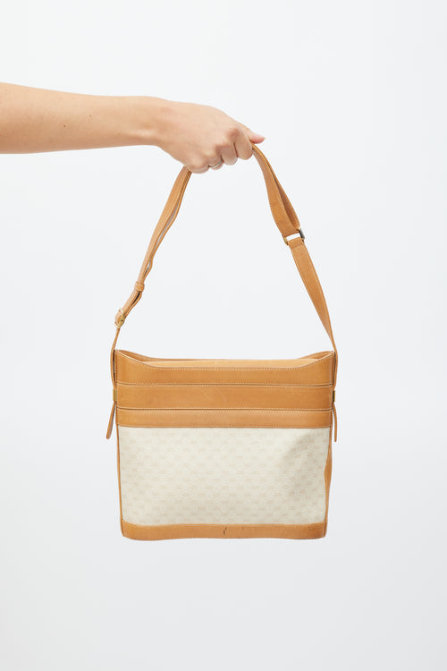 Gucci Brown & Beige Leather & GG Canvas Micro Crossbody Bag