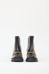 Gucci Black & Beige Leather GG Monogram Boot