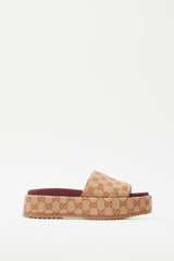 Gucci Brown & Burgundy GG Platform Slide