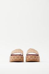 Gucci Brown & Burgundy GG Platform Slide