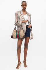 Gucci Brown Canvas & Leather Monogram Jackie 1961 Bag