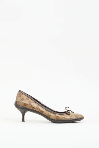 Gucci Brown Coated Canvas GG Pump