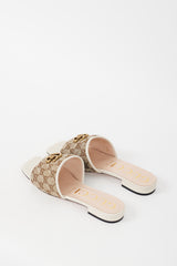 Gucci Cream & Beige GG Canvas & Leather Marmont Slide