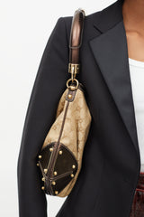 Gucci Brown GG Canvas & Fur Indy Shoulder Bag