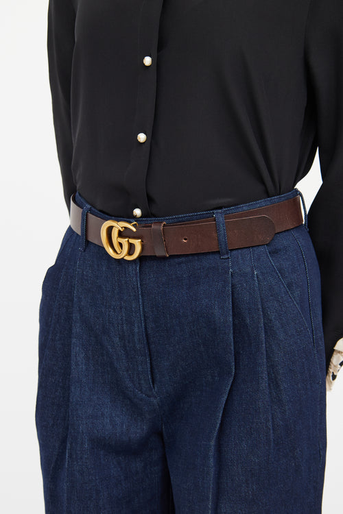 Gucci Brown Leather Double G Belt