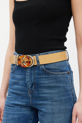 Gucci Brown & Gold Leather Logo Belt
