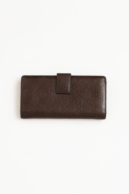 Gucci Brown Leather GG Signature Continental Wallet