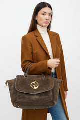 Gucci Brown & Gold 1973 Suede Bag