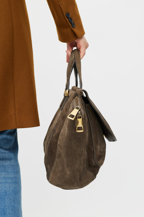 Gucci Brown & Gold 1973 Suede Bag