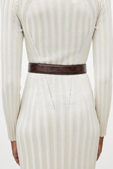 Gucci Brown & Gold Embossed Leather Belt