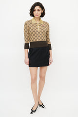 Gucci Brown & Gold Monogram Polo Sweater