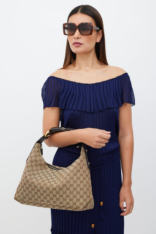 Gucci Brown & Gold Monogram Shoulder Bag