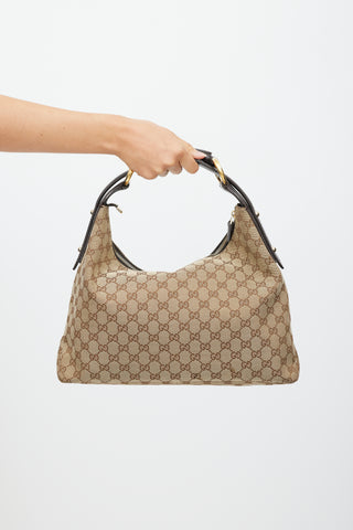 Gucci Brown & Gold Monogram Shoulder Bag