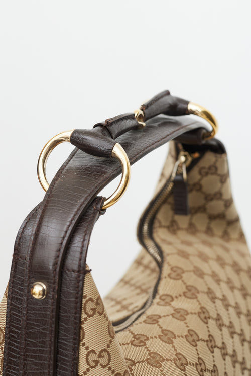 Gucci Brown & Gold Monogram Shoulder Bag