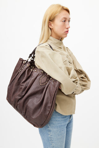 Gucci Brown & Gold Pelham Studded Shoulder Bag