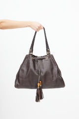 Gucci Brown Peggy Leather Tassel Tote