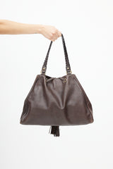 Gucci Brown Peggy Leather Tassel Tote