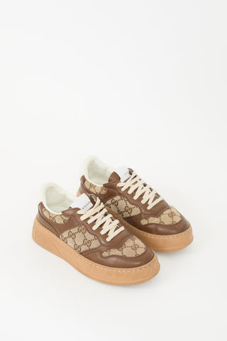 Gucci Brown Leather & Canvas GG Platform Sneaker