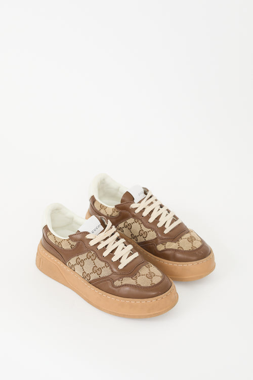 Gucci Brown Leather & Canvas GG Platform Sneaker