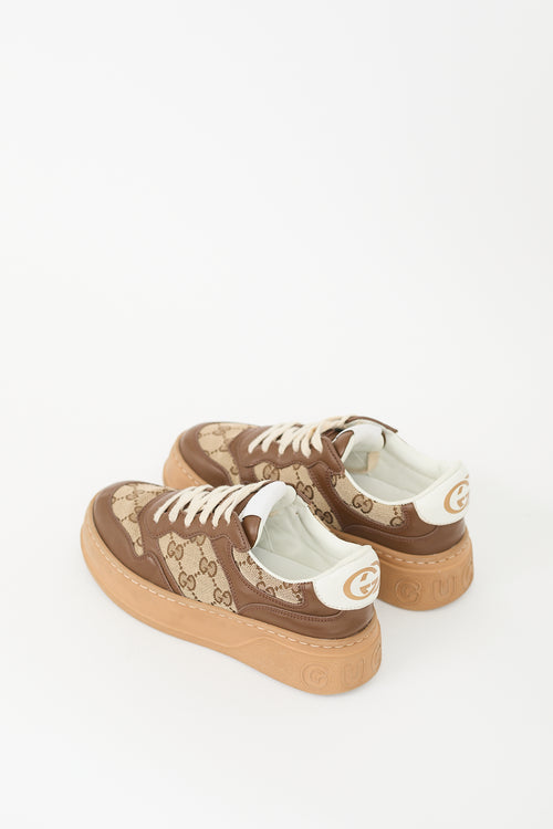 Gucci Brown Leather & Canvas GG Platform Sneaker