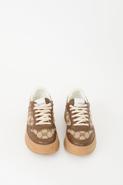 Gucci Brown Leather & Canvas GG Platform Sneaker