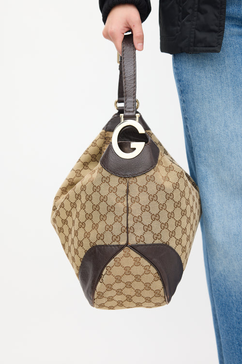 Gucci Brown Leather Charlotte Monogram Bag