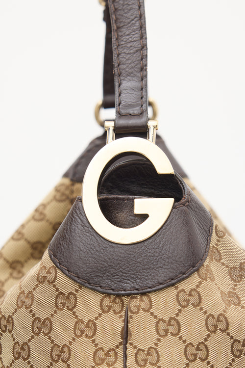 Gucci Brown Leather Charlotte Monogram Bag