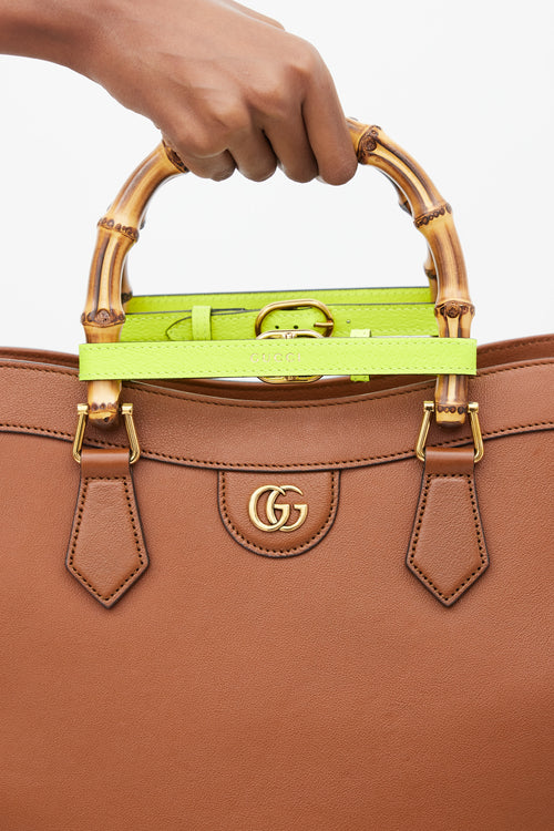 Gucci // Brown Neon Yellow Leather Diana Bamboo Large Bag – VSP