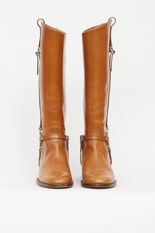 Gucci Brown Leather New Charlotte Riding Boot