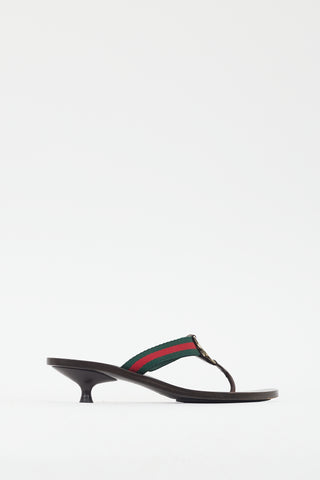 Gucci Brown Leather GG Heeled Sandal