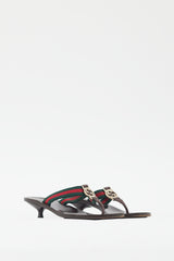 Gucci Brown Leather GG Heeled Sandal