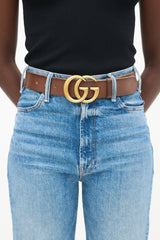 Gucci Brown Leather GG Marmont Belt