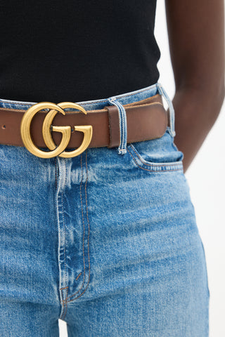 Gucci Brown Leather GG Marmont Belt